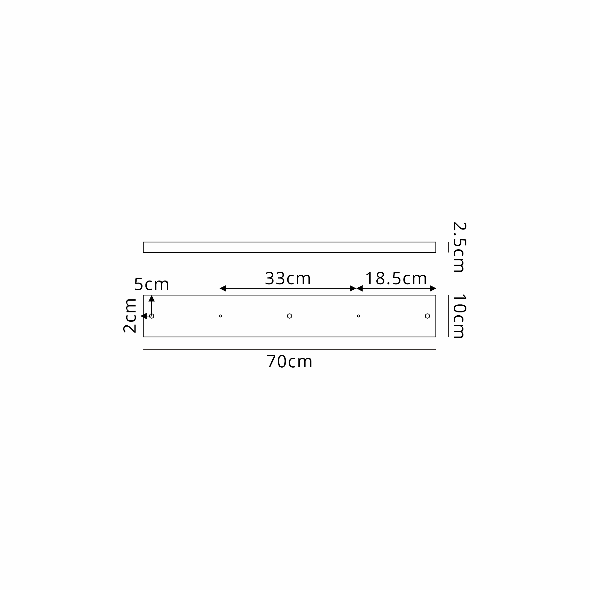 D0832BR  Hayes 3 Hole 700 x 100mm Linear Ceiling Plate Brass